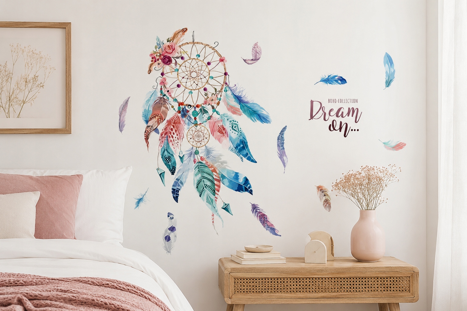 Naklejka ścienna Łapacz Snów Boho 100x63 cm Kolorowa Dekoracja Ściany - obrazek 2