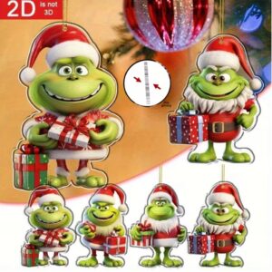 Zielone ozdoby GRINCH 4 szt.(2D) dekoracja świąteczna zawieszki /breloczki