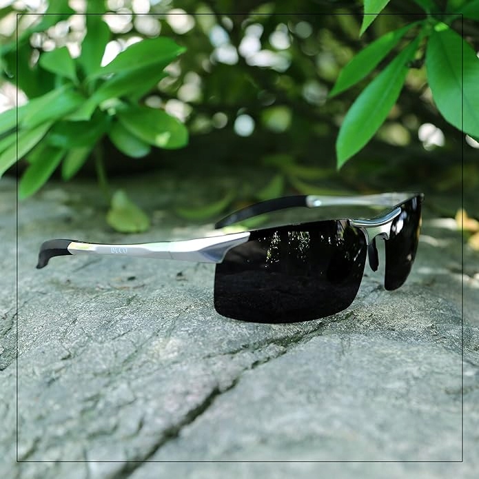 DUCO Sportowe Okulary Polaryzacyjne UV400 Męskie Srebrne 8177S - obrazek 3