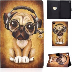 Etui na tablet 7–8” 25x15,5 cm RYSIK MOPS w słuchawkach Pokrowiec z klapką