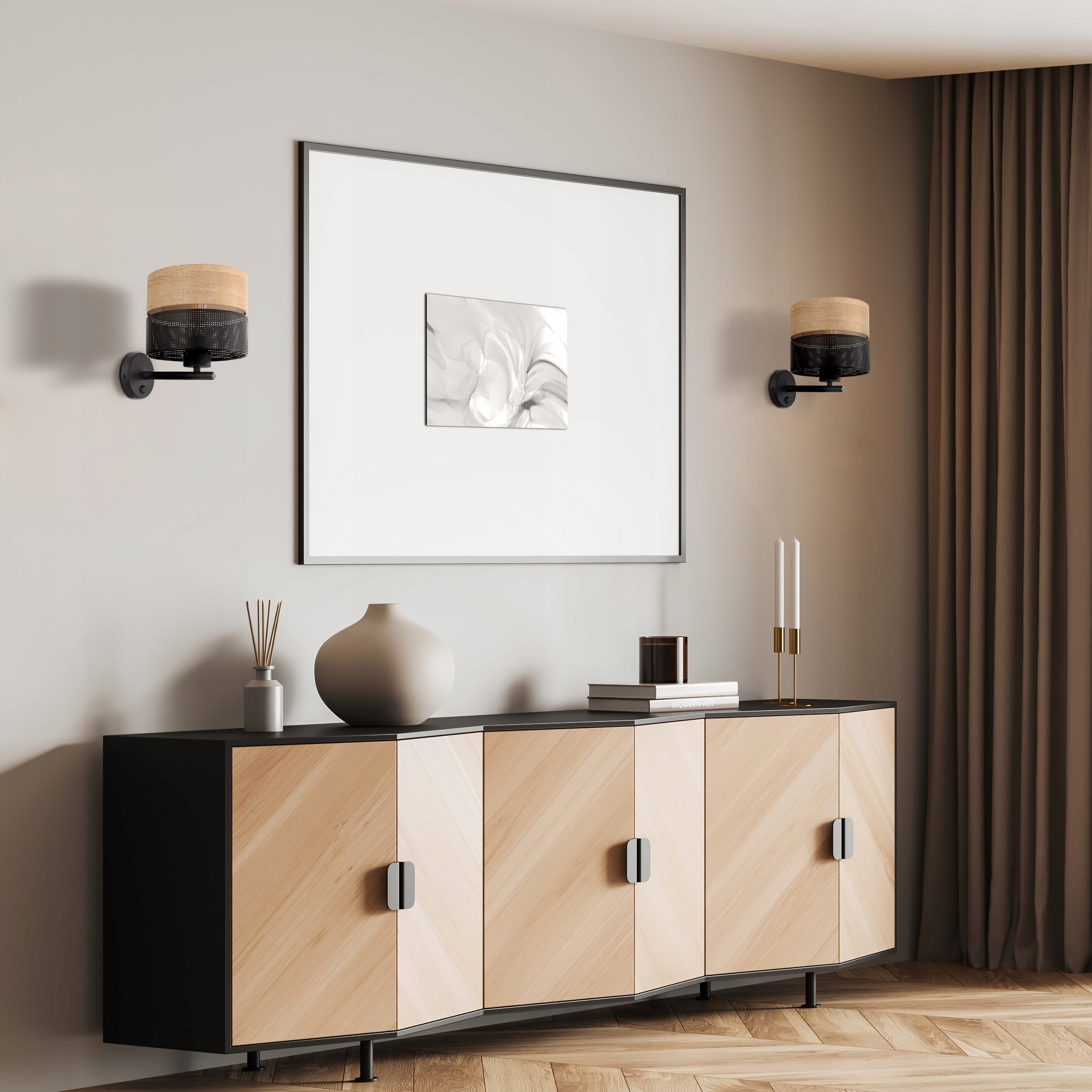 KINKIET LAMPA ŚCIENNA TK LIGHTING NICOL 6539 CZARNY DĄB E27 40W - obrazek 2