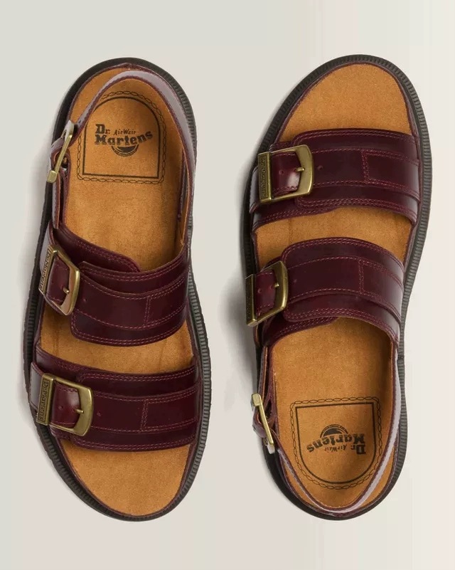 Dr. Martens San Two Strap Sandały Skórzane Orleans Cherry Red r.42 43452600 - obrazek 5