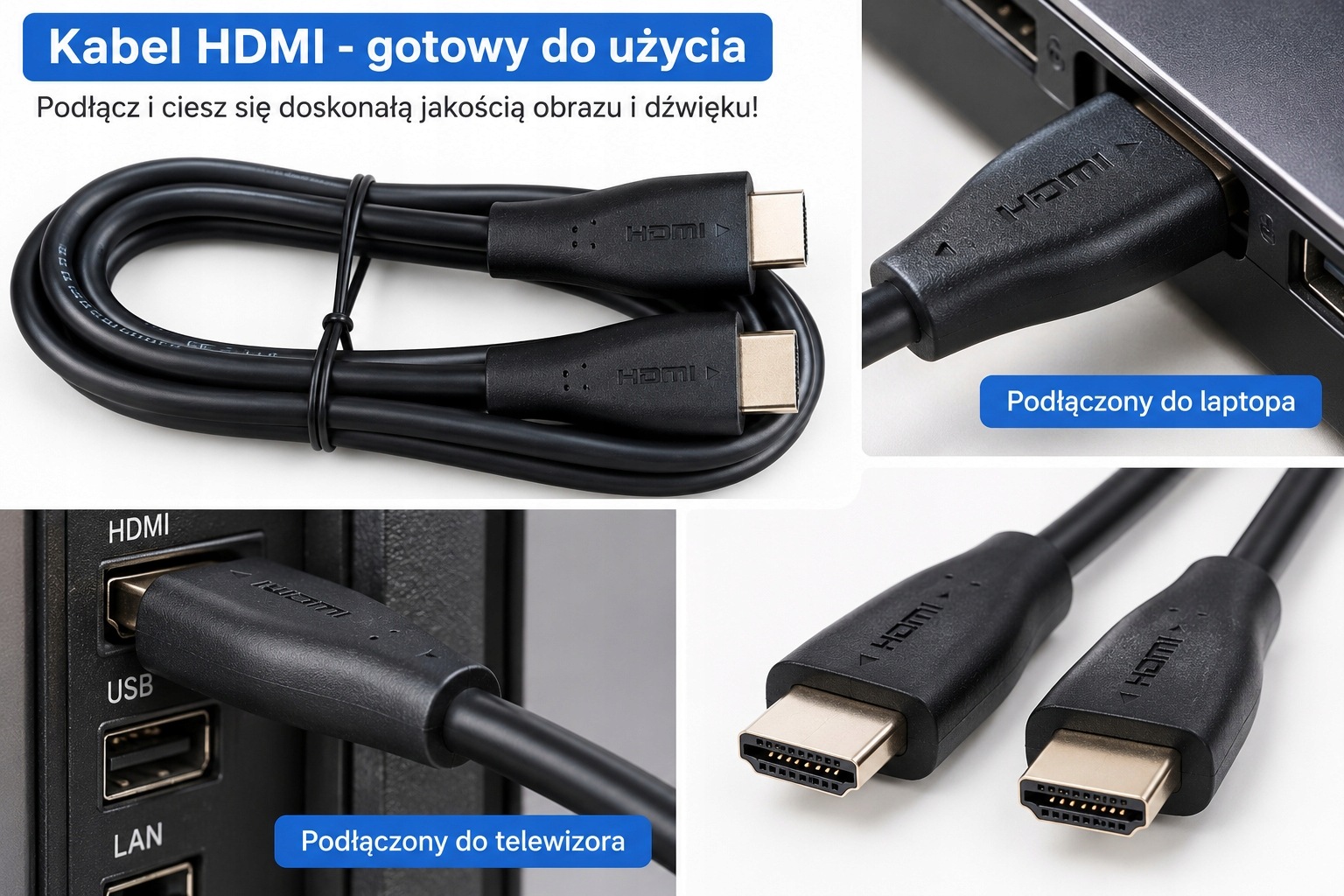 Kabel HDMI HDMI Vivanco High Speed 1,8 m Przewód TV Monitor Konsola Czarny - obrazek 2
