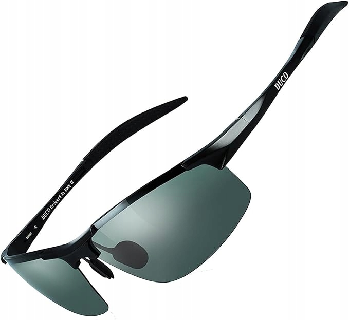 DUCO Sportowe Okulary Polaryzacyjne UV400 Męskie Srebrne 8177S
