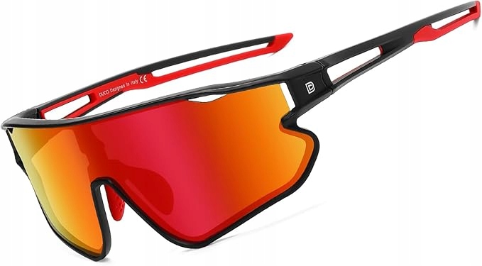DUCO Sportowe Okulary Przeciwsłoneczne Polar UV400 Czerwone Rowerowe