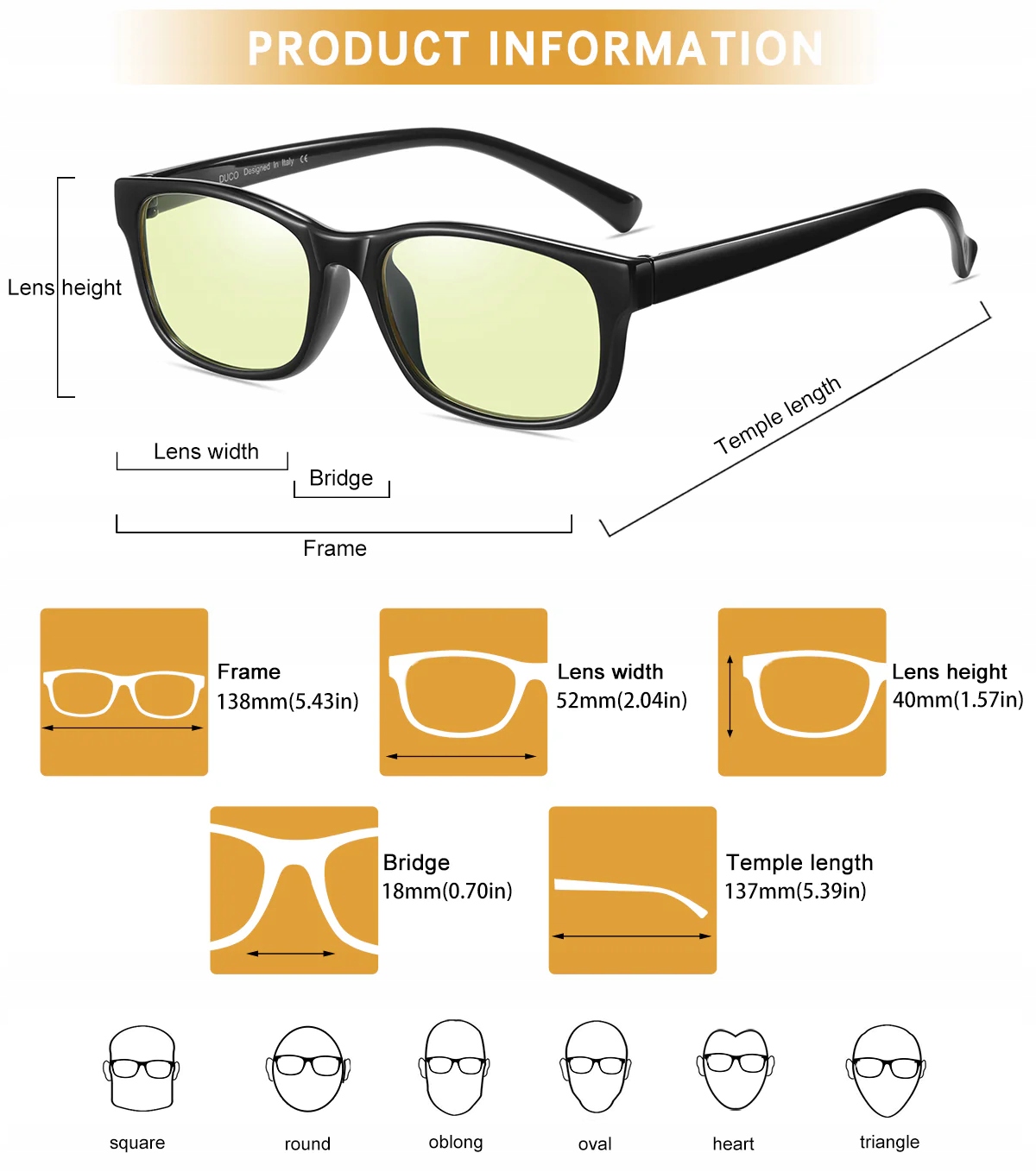 Okulary DUCO TR90 Elastyczne kwadratowe okulary 8016 - obrazek 3