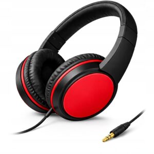 Słuchawki nauszne Tech1 Extra Bass Stereo 3.5mm Czerwono-Czarne