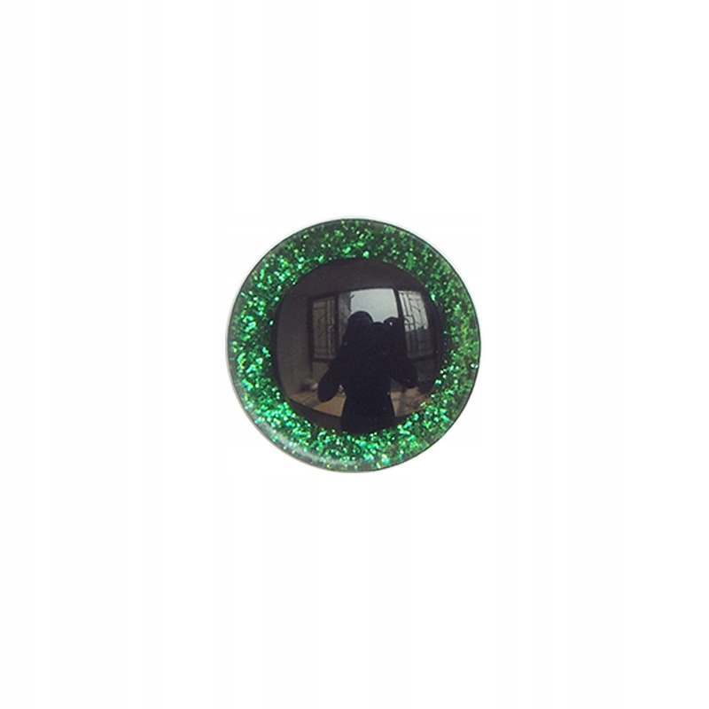 Oczy oczka 18mm Zielone Brokatowe do zabawek maskotek zaciskowe PARA - obrazek 4