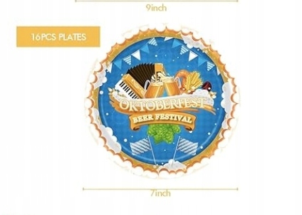 Talerzyki Papierowe Oktoberfest Beer Festival 16 szt. 18 cm - obrazek 2