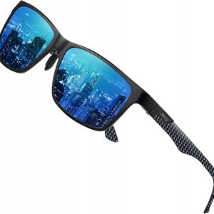 DUCO Męskie Okulary Polaryzacyjne UV400 Niebieskie szkła