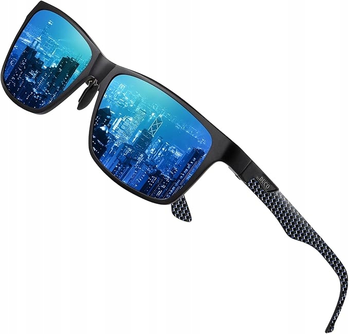 DUCO Męskie Okulary Polaryzacyjne UV400 Niebieskie szkła