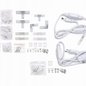 ZESTAW ZŁĄCZEK DO TAŚM LED 10mm + KABLE Z WŁĄCZNIKIEM 230V | KONEKTORY