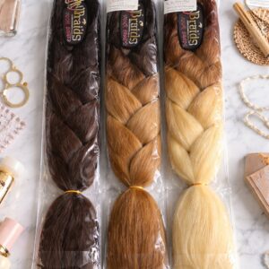 Włosy syntetyczne do warkoczyków ombre 3*120 cm 100 g brąz blond