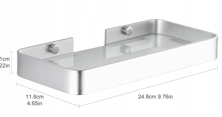 Hoomtaook Półka z Hartowanego Szkła Aluminium na Klej - obrazek 2