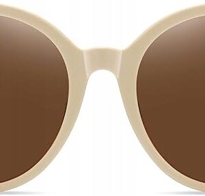 DUCO Damskie Okulary Przeciwsłoneczne Retro Polar UV400 Beżowe