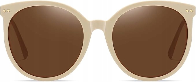 DUCO Damskie Okulary Przeciwsłoneczne Retro Polar UV400 Beżowe