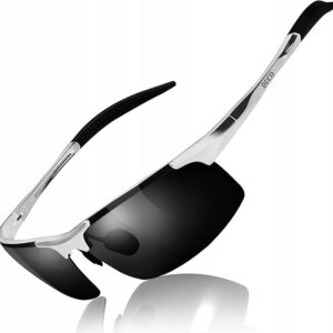 DUCO Sportowe Okulary Polaryzacyjne UV400 Męskie Srebrne 8177S