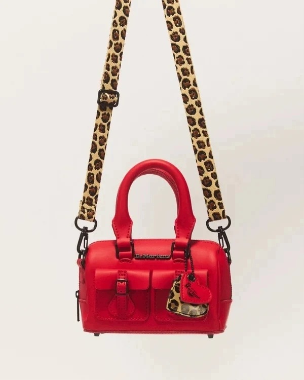Dr. Martens Mini Top Handle Bag Torebka Skórzana Czerwona Panterka Kiev - obrazek 5