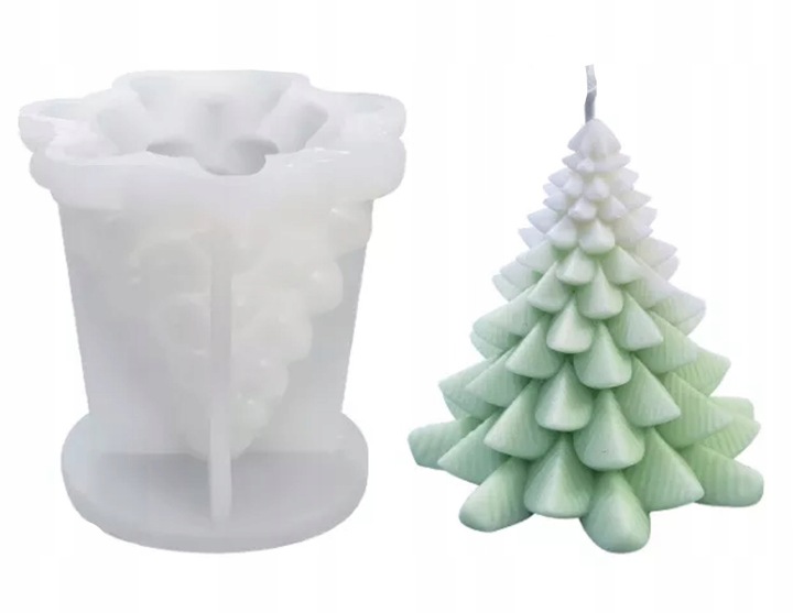 Forma Silikonowa do Świec Choinka Bubble Duża 3D Mydła Gipsu Świąteczna DIY