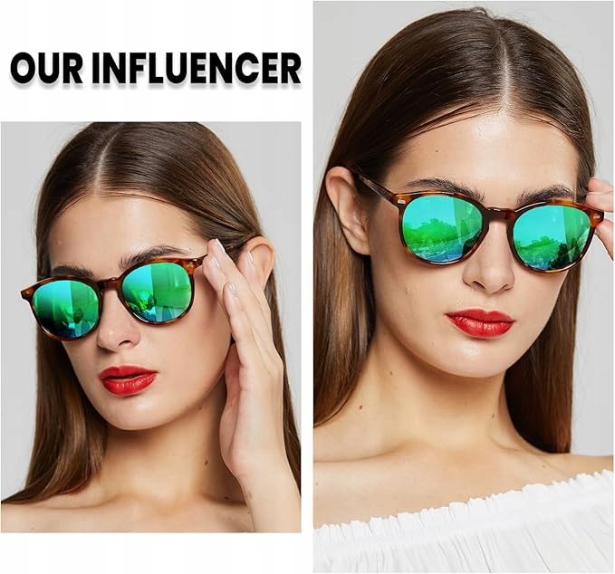 DUCO Damskie Okulary Polaryzacyjne Retro Okrągłe UV400 DC1230 - obrazek 2