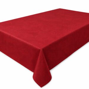Obrus Deconovo 137x274 cm Czerwony Żakardowy Elegancki Wzór Kwiatowy