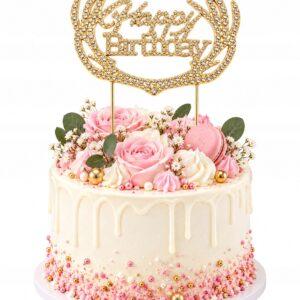 Ozdoba do Bukietu Kwiatów Happy Birthday Złota Pik Dekoracja Urodzinowa