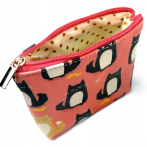 Feline Fine Portmonetka Damska Koty Kotki Różowa PVC Saszetka 11x9 cm