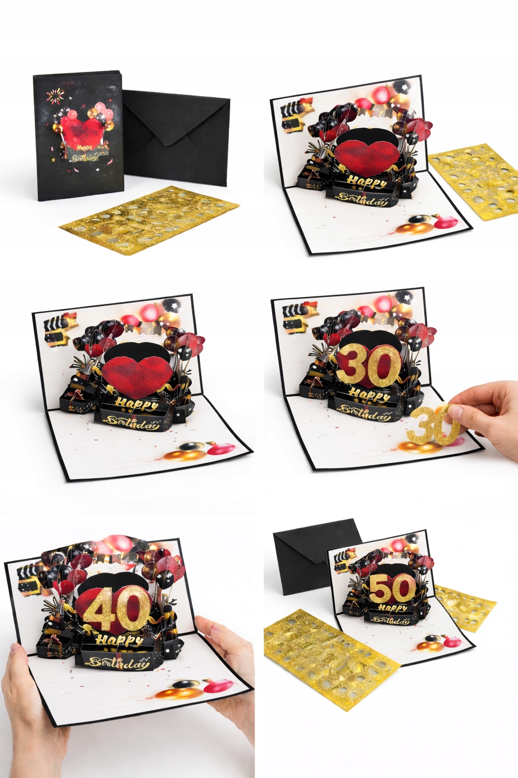 Kartka urodzinowa 3D Pop-Up z kopertą + naklejki | Elegancka, efekt WOW - obrazek 6