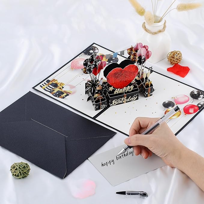 Kartka urodzinowa 3D Pop-Up z kopertą + naklejki | Elegancka, efekt WOW - obrazek 2