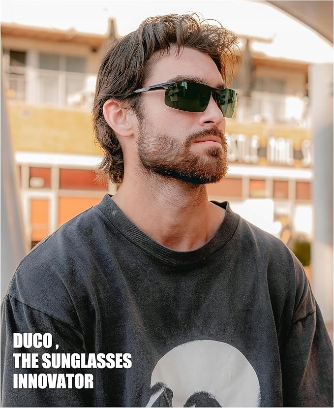DUCO Sportowe Okulary Polaryzacyjne UV400 Męskie Srebrne 8177S - obrazek 2