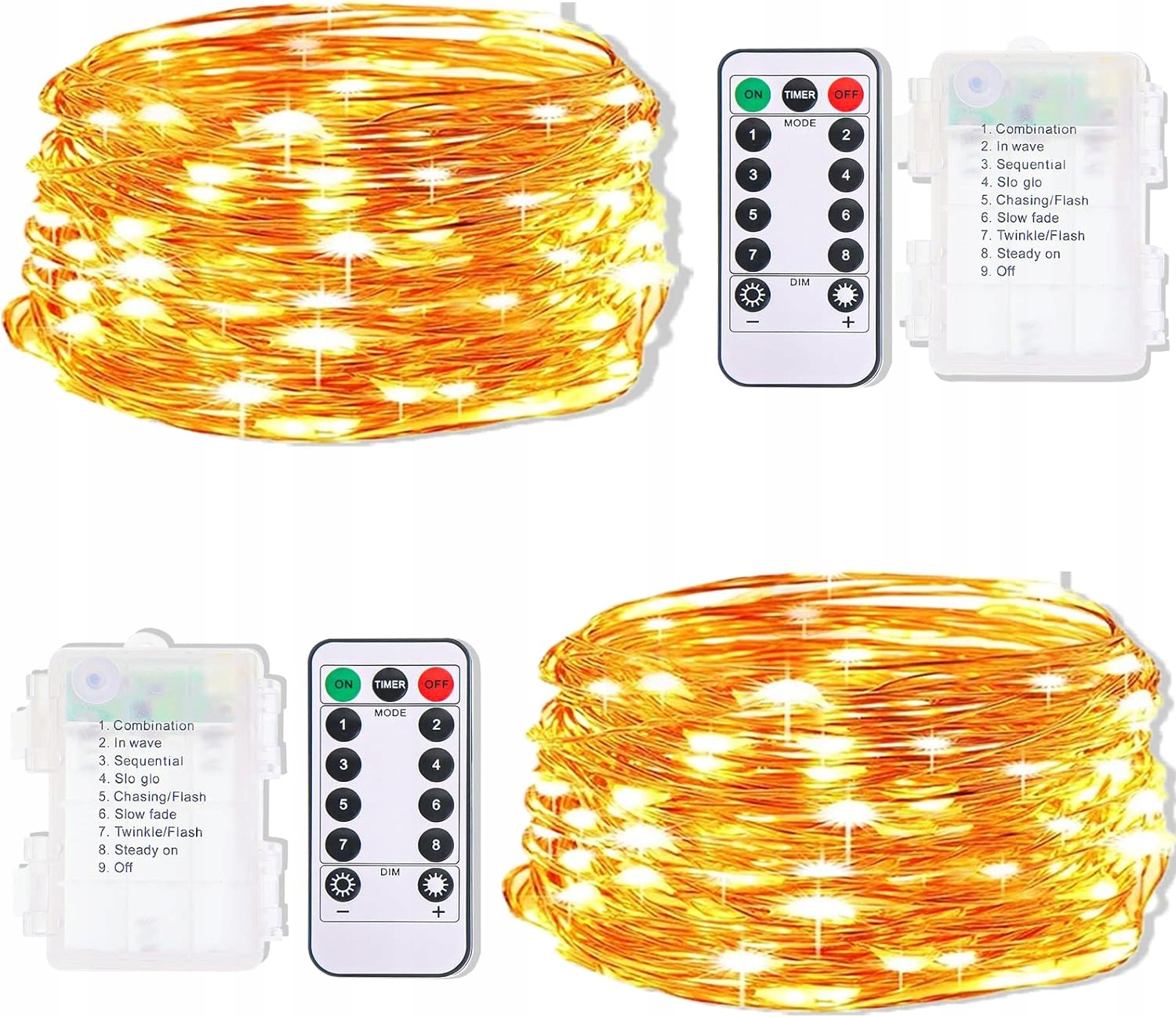 ŁAŃCUCH ŚWIETLNY NA CHOINKĘ 2 SZTUKI 5M 50 DIOD LED NA BATERIĘ 2 SZTUKI