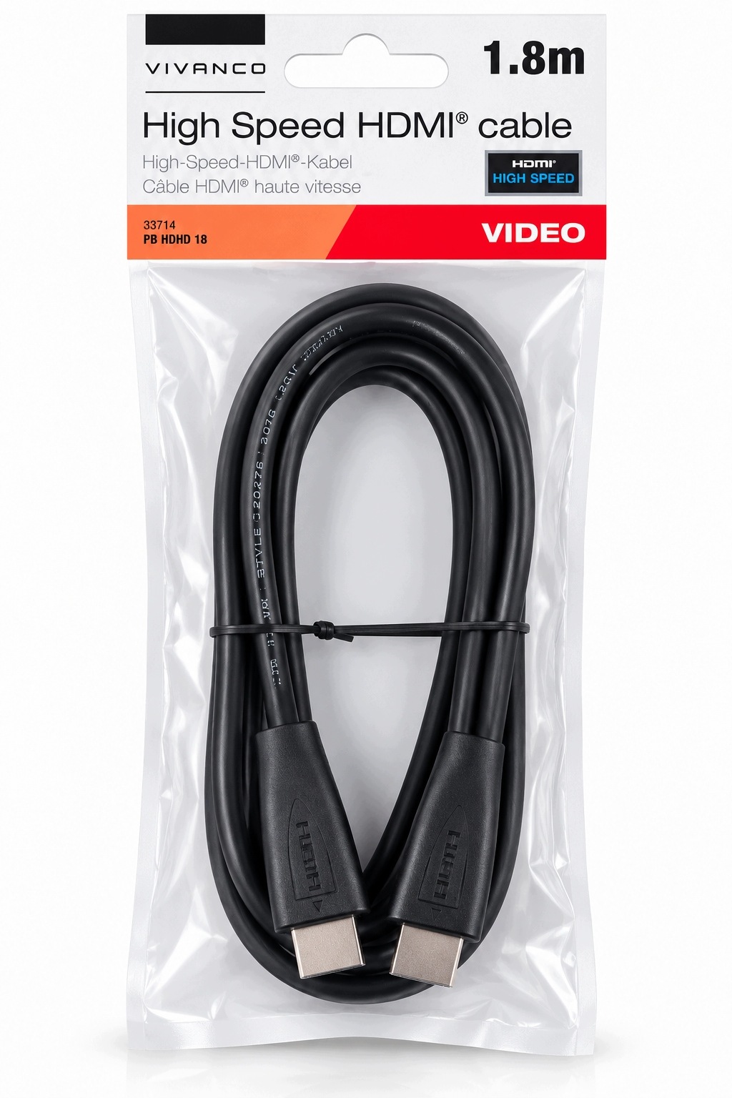 Kabel HDMI HDMI Vivanco High Speed 1,8 m Przewód TV Monitor Konsola Czarny - obrazek 5