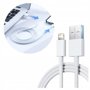 Kabel do ładowania iPhone iPad USB Lightning 1m transfer danych biały