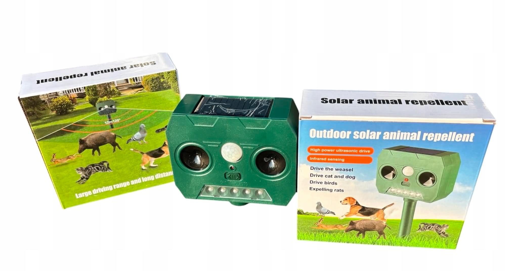 ULTRADŹWIĘKOWY ODSTRASZACZ GRYZONI PTAKÓW SOLARNY ŚWIETLNY NA KUNA LIS PIES - obrazek 11