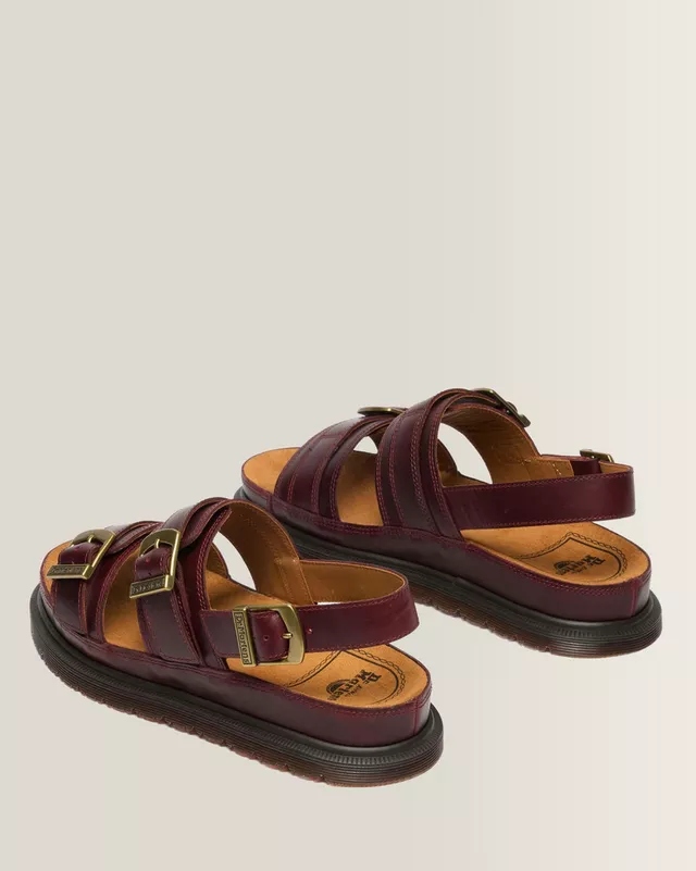 Dr. Martens San Two Strap Sandały Skórzane Orleans Cherry Red r.42 43452600 - obrazek 3