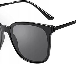 Okulary damskie polaryzacyjne UV400 duże retro lekkie czarne