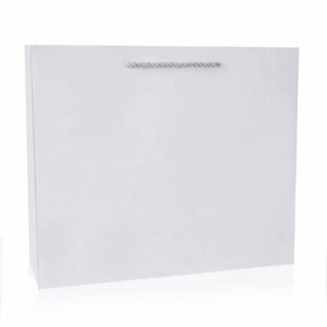 Duża torba prezentowa papierowa biała 33x18 cm z uchwytami sznurkowymi