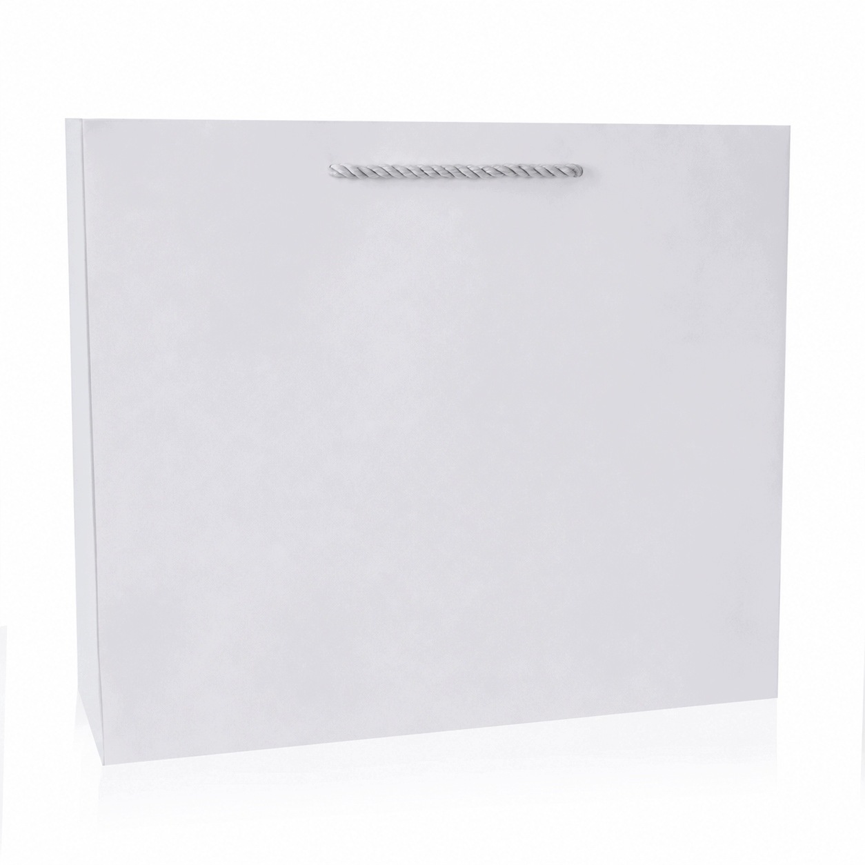 Duża torba prezentowa papierowa biała 33x18 cm z uchwytami sznurkowymi