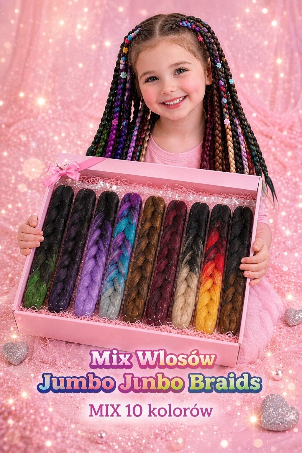Mix włosów do warkoczyków 10 szt MIX kolorów – wybierz zestaw