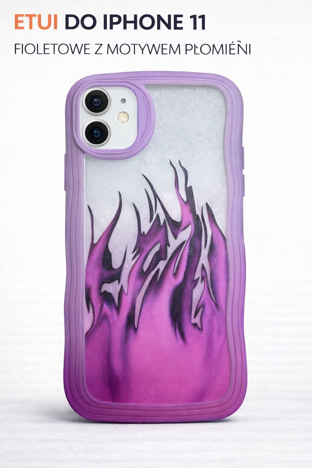 ETUI DO IPHONE 11 FIOLETOWE Z MOTYWEM PŁOMIENI CASE
