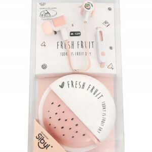 Słuchawki douszne 3.5 mm Fresh Fruit M-129 z etui arbuz różowe