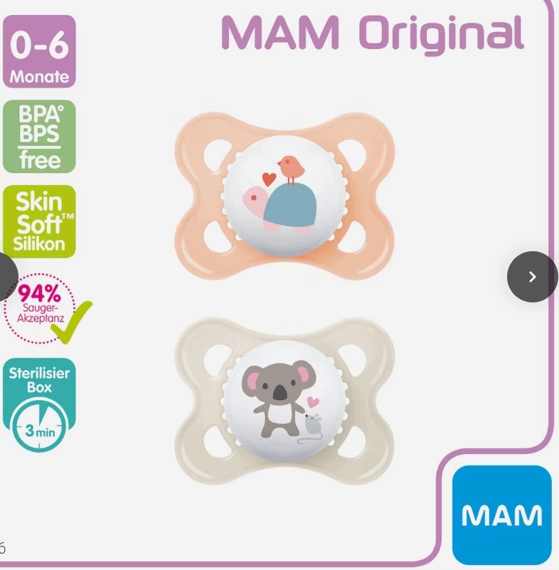 MAM Original Smoczek Silikonowy 2-6m 2szt. Żółw Koala z Etui Sterylizującym - obrazek 2