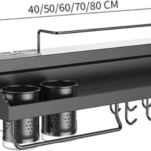 Organizer kuchenny 50 cm na przyprawy bez wiercenia 4 haczyki czarny