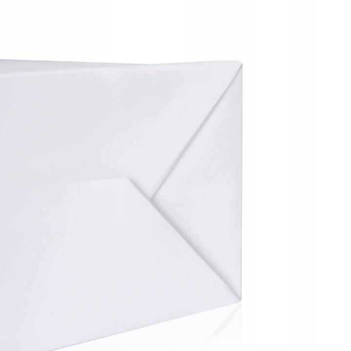 Duża torba prezentowa papierowa biała 33x18 cm z uchwytami sznurkowymi - obrazek 3