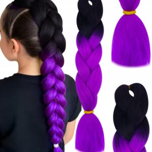 Warkocz ombre jumbo Czarno-Fioletowe Ombre 120 cm