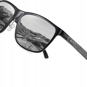 Okulary polaryzacyjne DUCO UV400 czarne retro męskie Al-Mg
