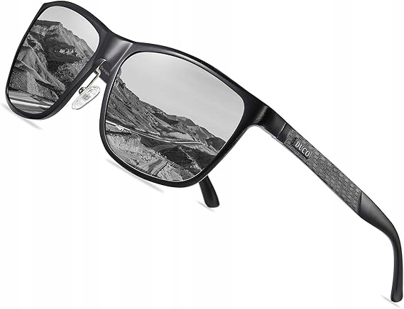 Okulary polaryzacyjne DUCO UV400 czarne retro męskie Al-Mg