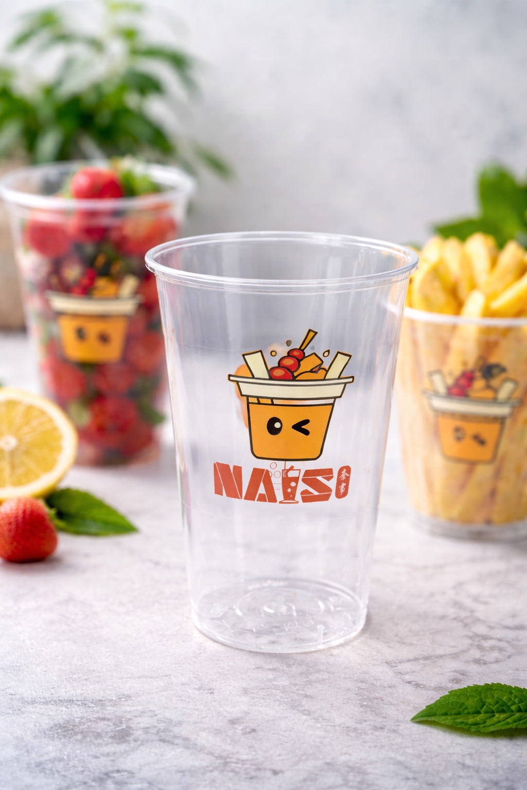 Plastikowe kubki pojemnik 500ml wysoki na napoje, owoce, frytki, 25 sztuk - obrazek 2