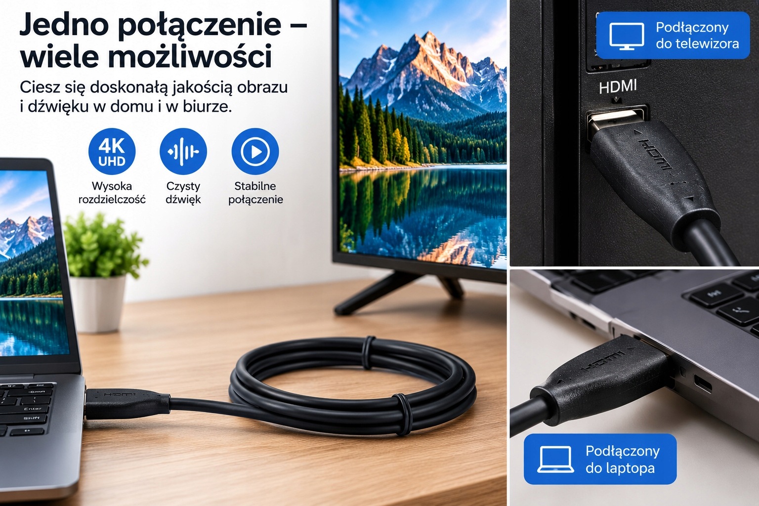 Kabel HDMI HDMI Vivanco High Speed 1,8 m Przewód TV Monitor Konsola Czarny - obrazek 3