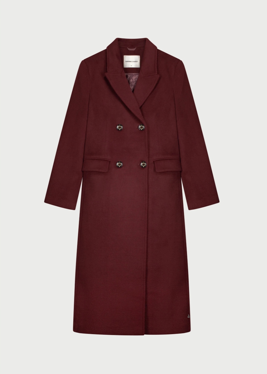 Fabienne Chapot Sophia Coat bordowy długi płaszcz wełna 38 elegancki - obrazek 5
